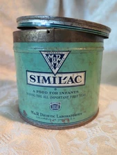 Vintage genuine 1920s Similac M&R Dietetic Moores & Ross baby formula tin can