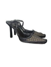 Sonia Rykiel Shoes BLACK Gold Sling Backs Heels Pumps   Sz 9 1/2 US 39 1/2 EUR