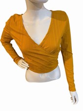 Junior s YMI Ribbed Wrap Crop Top, Ties In Ba...