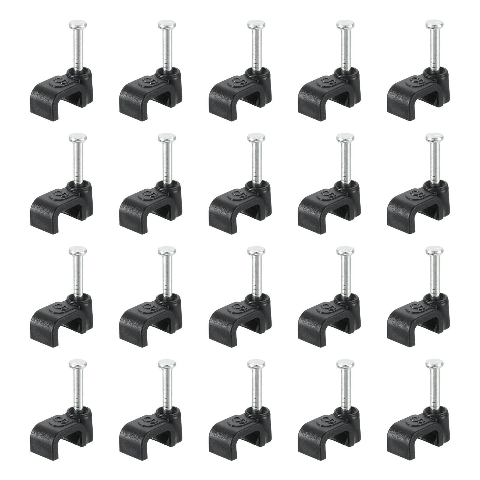 ForgeFix Flat Cable Clips - Grey Plastic Clips With Zinc Nails (Box Of 100)