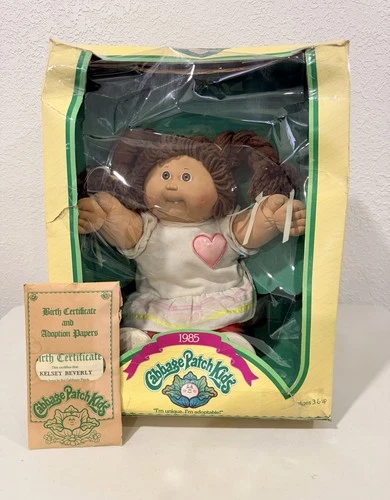 Vintage Cabbage Patch Kids 1985 Girl Doll • Brown Hair & Eye • DOB certificate