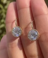 2Ct Round Cut Simulated Diamond Drop Dangle Earrings In 14K Yellow Gold Plated