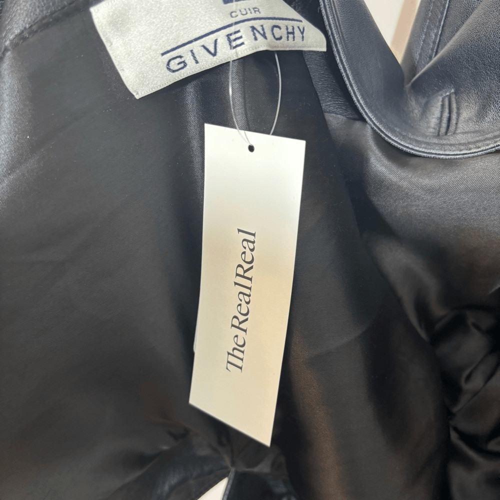 Givenchy Black Leather Coat XXL gold button closure thumbnail 13