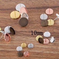 40PCS ROUND Brass Stud Earrings Setting, Blank Earrings Tray Fit 10mm QBE18-10mm