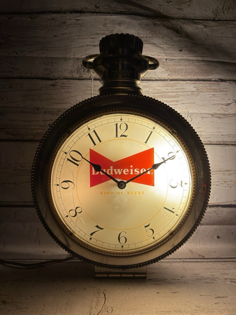 VTG Budweiser King Of Beers Pocket Watch Hanging Lighted Clock