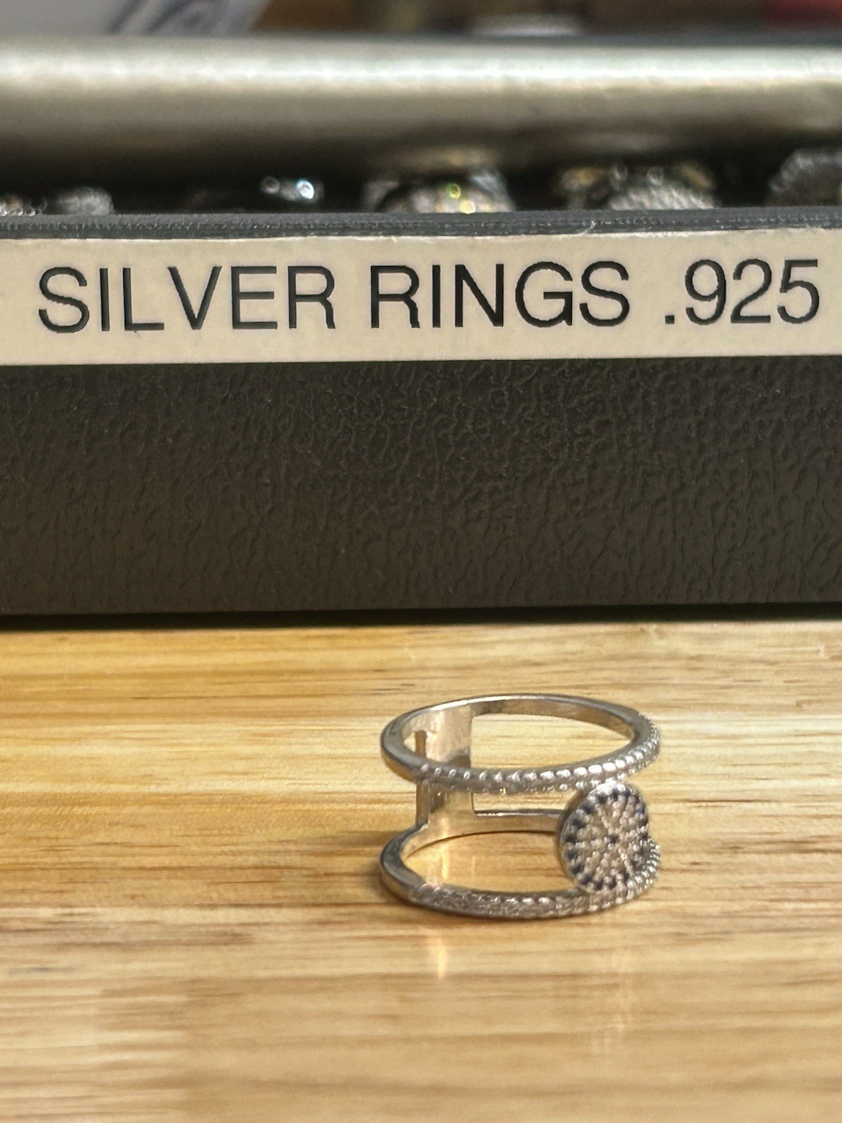 Solid Sterling 925 Silver Ring w/ Blue & White St… - image 4