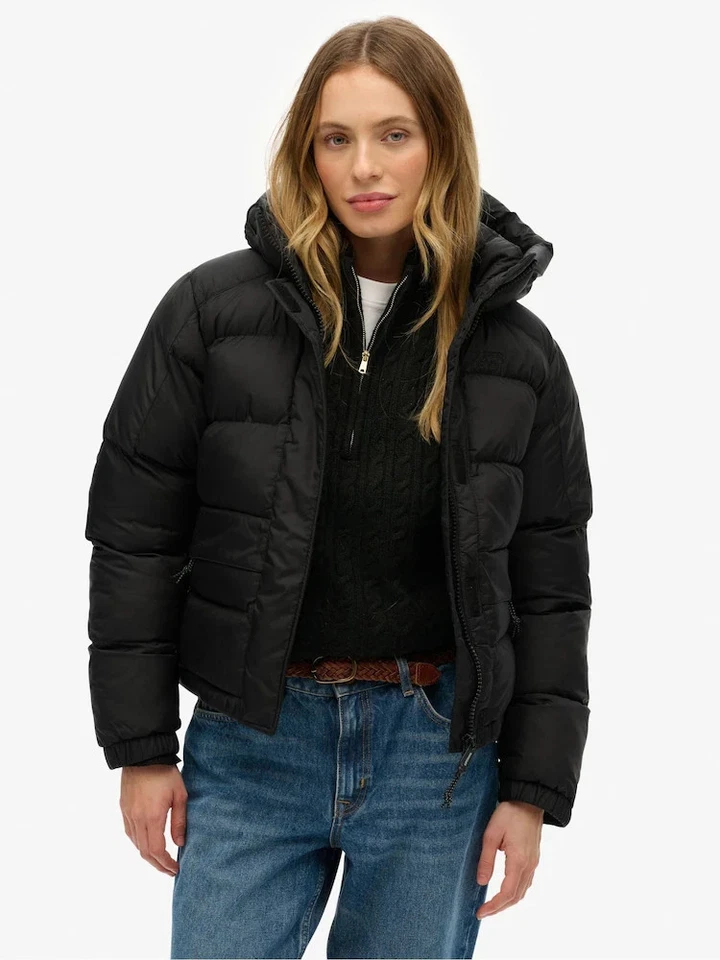 Superdry Womens Black Hooded 5 Baffle Puffer Jacket rrp £95 - Image 2 of 4