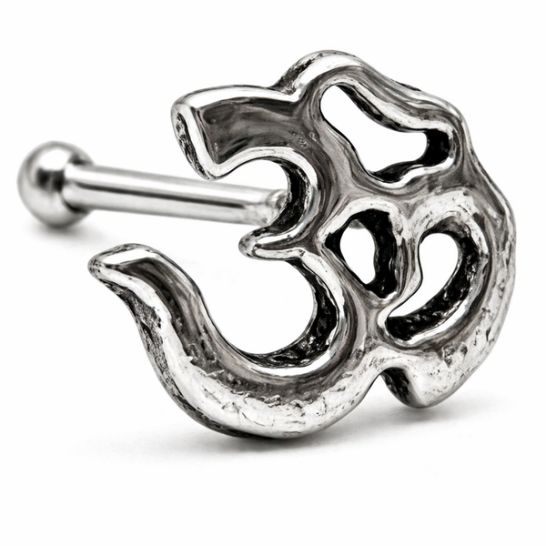 Om Nasenstecker Piercing Sanskrit 22G (0,6Mm) 925 Silber Kugelende KöRperschmuck-image