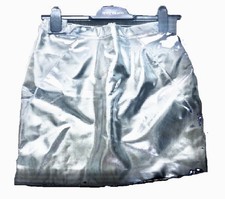 Ladies girls skirt silver metallic disco party ex River Island minor flaw, New