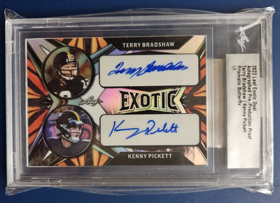 2022 Leaf Exotic Dual Auto #1/1 Terry Bradshaw | Kenny Pickett Pre-Prod Proof