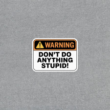 Funny Warning Sticker - Don't Do Anything Stupid Humor Decal 6713