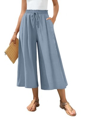Womens Plus Size Capri Palazzo Pants Dressy Casual Wide Leg Pant Gaucho Capri...