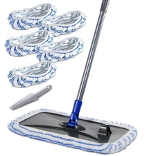 Extra Large Microfiber Mop for Floor Cleaning, 16“ Flat Mop with 5 Pad for We...