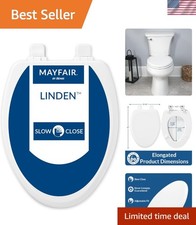 Linden Slow Close Toilet Seat, Non Slip Heavy Duty Wood, Easy Install, Elonga...