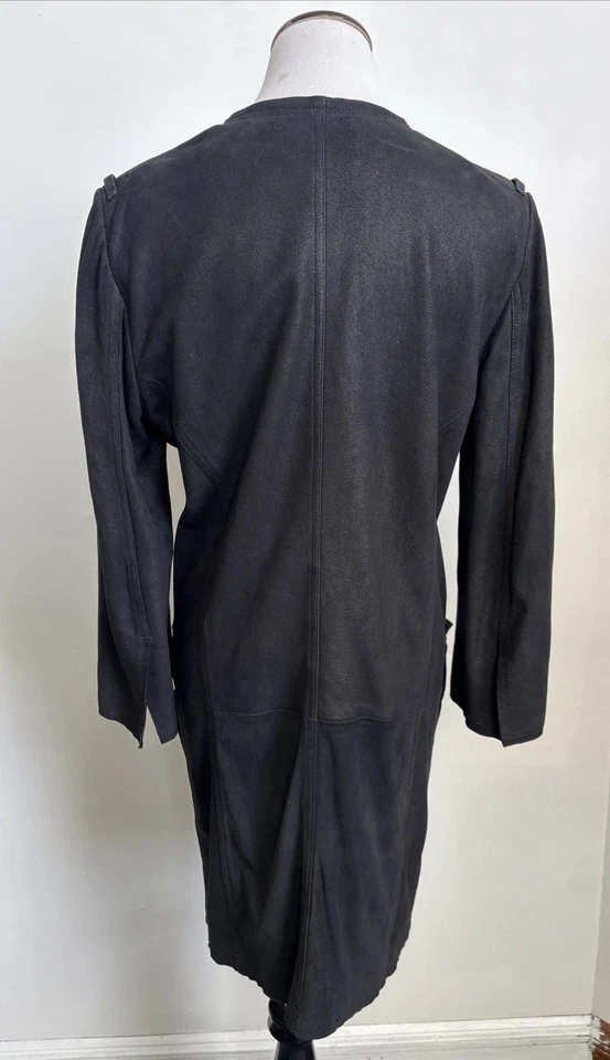 Abrigo de gamuza Ann Demeulemeester negro forrado sin cuello 38 chaqueta pequeña/mediana Foto 4 de 4