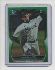 Emmett Olson 2023 Bowman Draft Chrome 1st Green Refractor /99 #BDC-10 Marlins