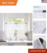 Elegant White Sheer Kitchen Tiers - 2 Panels, 29x40 Inches