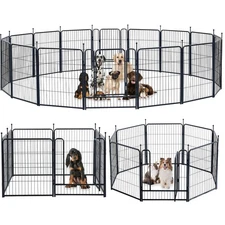 H32" Pet Dog Playpen Indoor Outdoor Exercise Fence Pen RV Camping Yard 16Panel