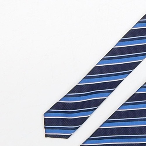 Marks and Spencer Mens Blue Striped Polyester Blend Pointed Tie One Size - Picture 9 of 12