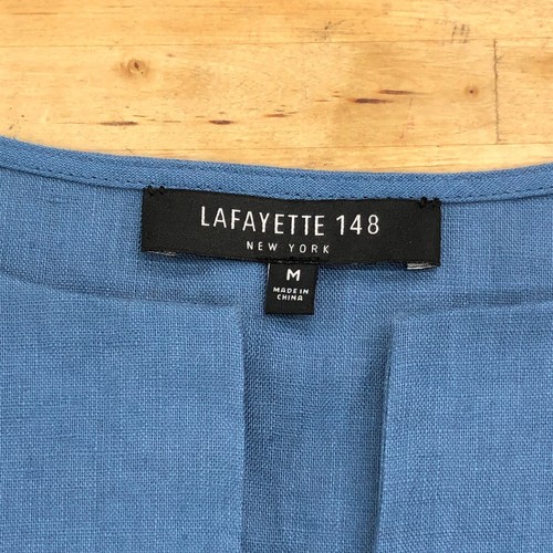 Lafayette 148 Size M Fabian Embroidered Tunic Dusty Blue Eyelet Detail Split Hem - Picture 13 of 14