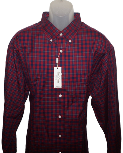 Camisa Gold Label Perfect Performance Sin Hierro Cuadros Roja Grande 2X Roundtree Yorke - Imagen 4 de 5
