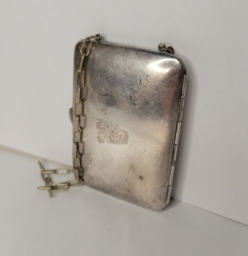 Antique German Silver Coin Change Metal Holder Purse Chain Money Clip Monogram - Picture 12 of 13