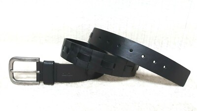 LEVI'S - Men's Belt - BLACK Leather - Silver Tone Buckle - Size 38-40