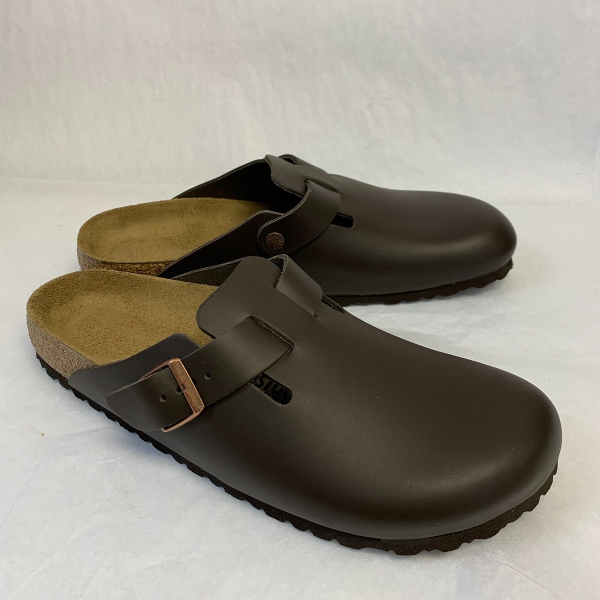 Birkenstock New w/ Box Boston Dark Brown Natural Leather