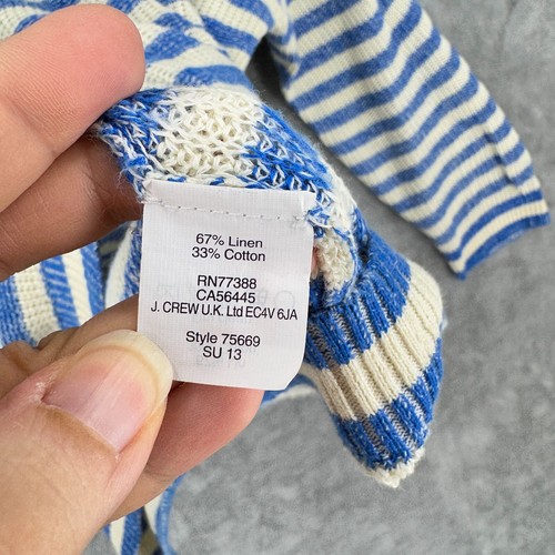 J Crew Sweater Womens Small Striped Linen Blend Pullover Nautical Lightweight - Picture 5 of 8