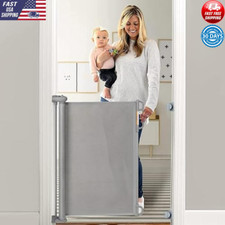 Retractable Baby Gate Stairs Doorways Dog Gate Easy Install Secure Lock Safety