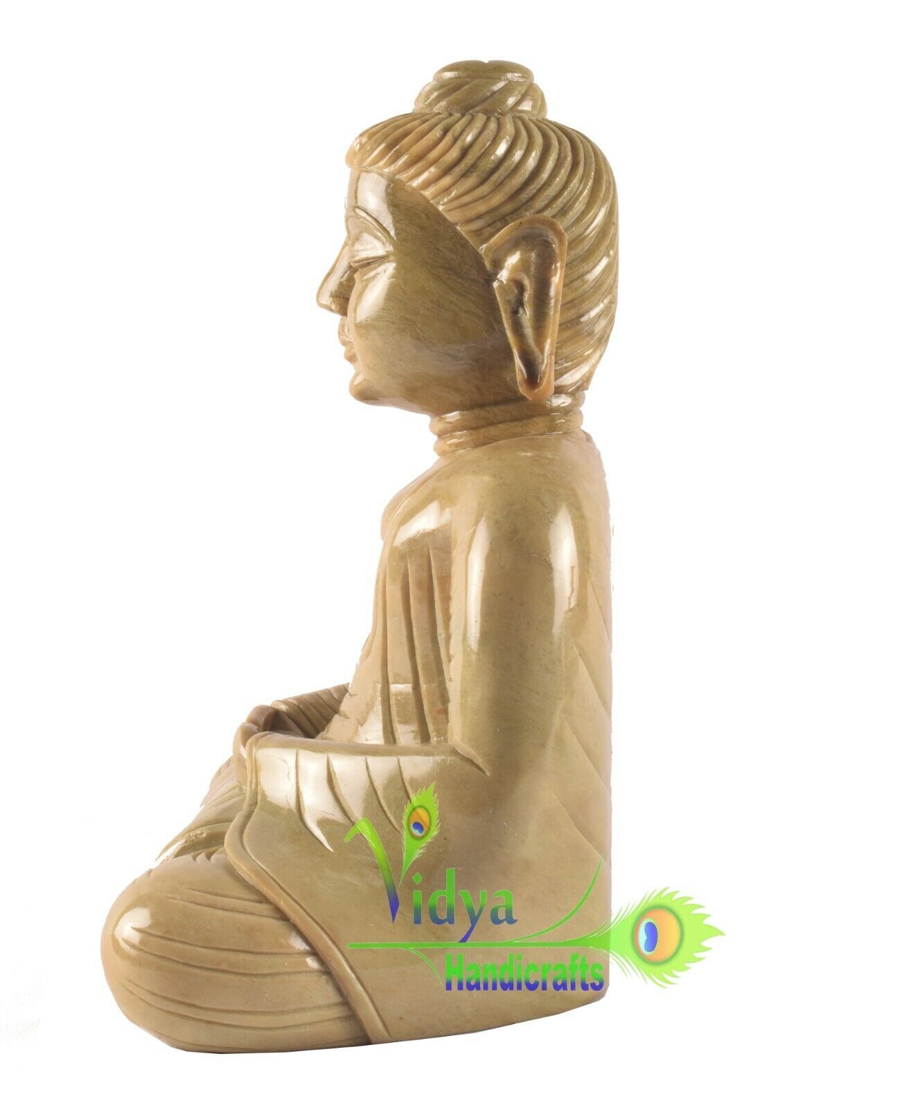 Soapstone Buddha Statue Hand Carved Sculpture With Candle Holder Home