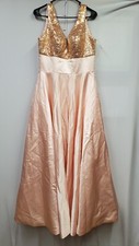 Women  s Sequined Bodice V-Neck Party Prom Dress Pink Sz 0