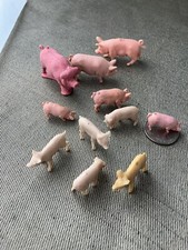 Lot of 11 Pigs Plastic Farm Animal Toys Sows, Boars Hong Kong Vintage 2  