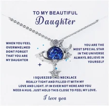 To My Daughter Universe Planet Star Necklace from Mom Dad Inspirational A