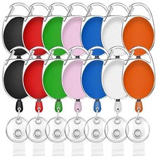 14 Pcs Retractable ID Badge Holders with Carabiner Reel Clip for Work Office