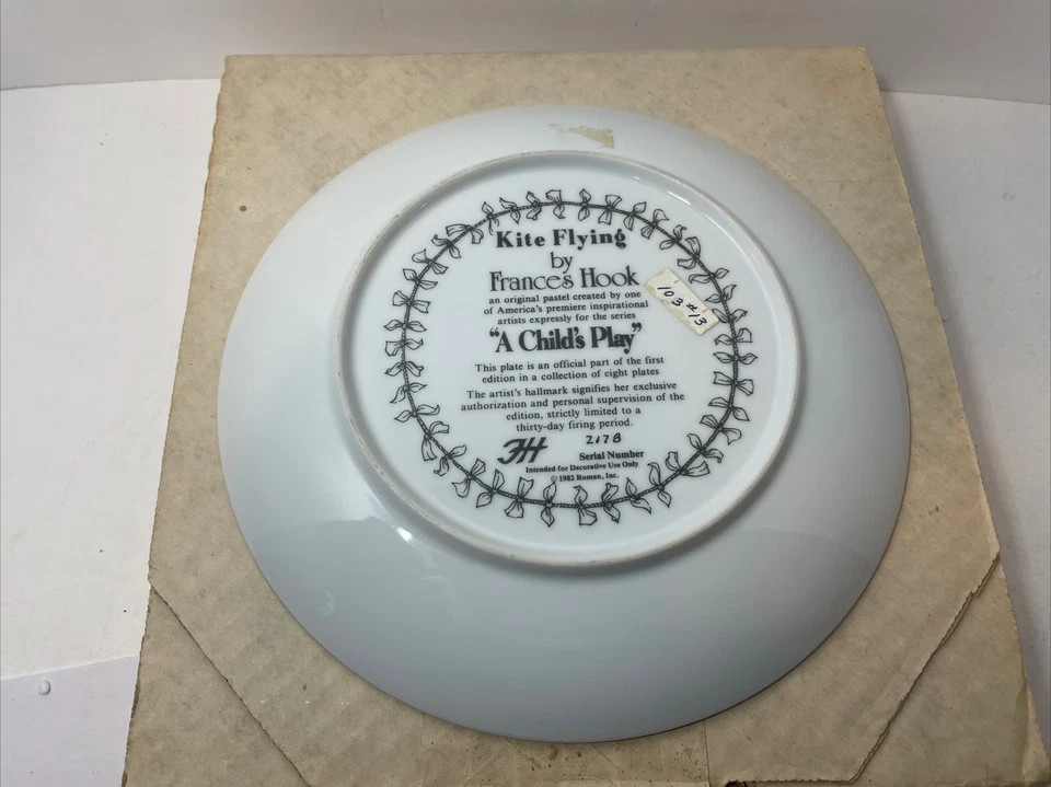 1982 Frances Hook A Child's Play "Kite Flying" Collector's Plate W/Org Box + COA - Image 3 of 4