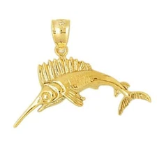 New 14k Gold Marlin Pendant