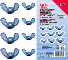 75 tlg. Flügelmutter Sortiment Schrauben Schraubenmuttern Set M5 - M6 - M8 B8133