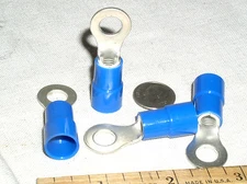 4 BLUE INSULATED 6 GA AWG SOLDERLESS 5/16" STUD CRIMP RING LUG TERMINAL FN68 68