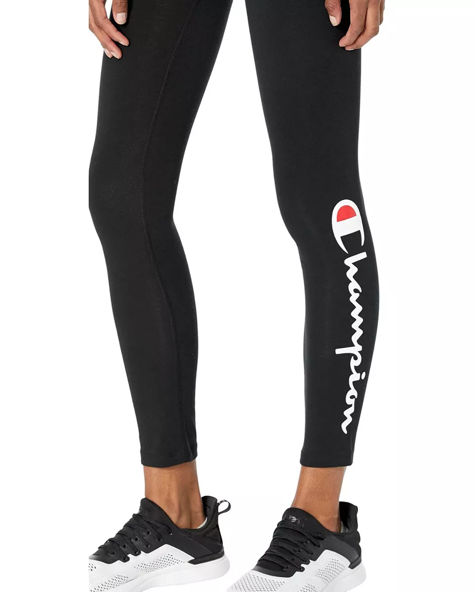 Champion Women's Authentic Black/White Script Logo 7/8 Leggings