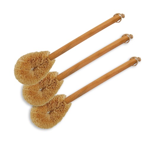 5PCS Household Wooden Base Long Handle Coir Fibre Bathroom Toilet Cleaning BRUSH - Picture 3 of 18
