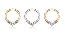Surgical Steel V Shape on Round Bendable Cut Ring for Cartilage, Tragus, Septum