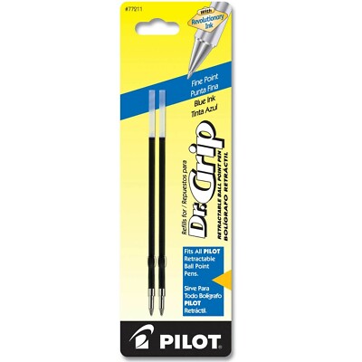77211 Pilot Dr. Grip RT Ballpoint Pen Refill, Fine Pt, Blue Ink, 2 Packs of 2