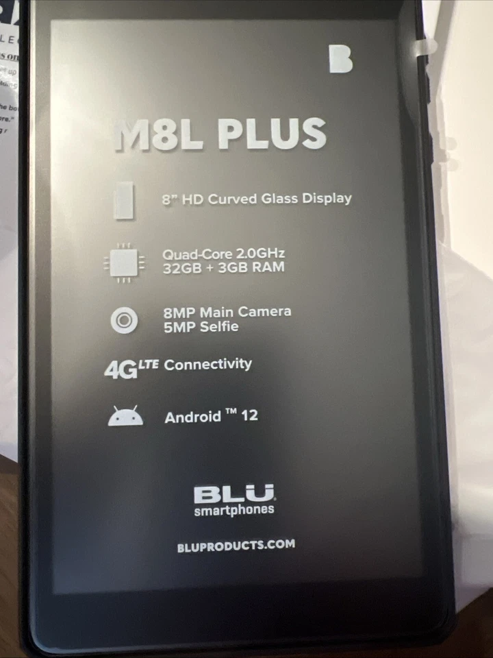 BLU M8L Plus M0212UU 32GB, 8 Inch Tablet - Blue - Image 3 of 4