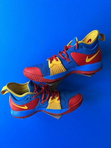 Men's 2018 Nike PG 2 Yellow /Red/Bue Cushioned Basketball Shoes Size 8 - Picture 2 of 6