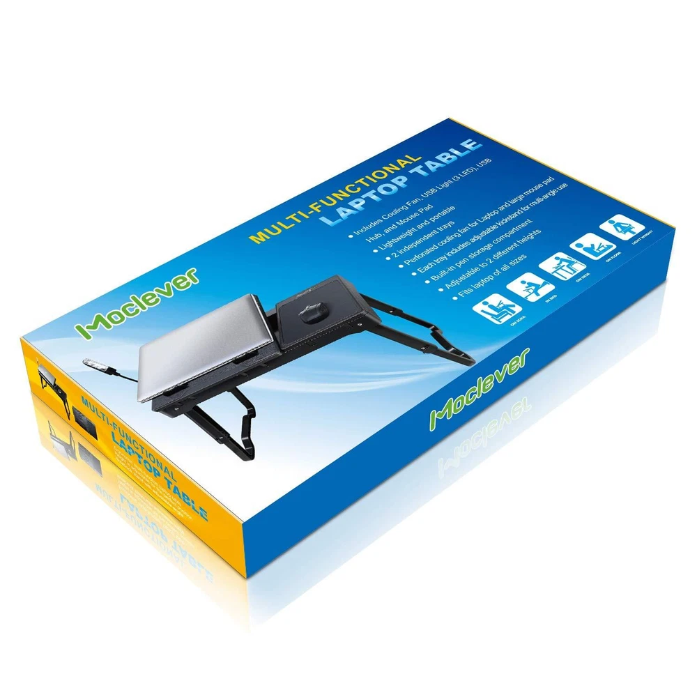 Multi-Functional Laptop Stand for Bed with Cooling Fan & Adjustable Tray  