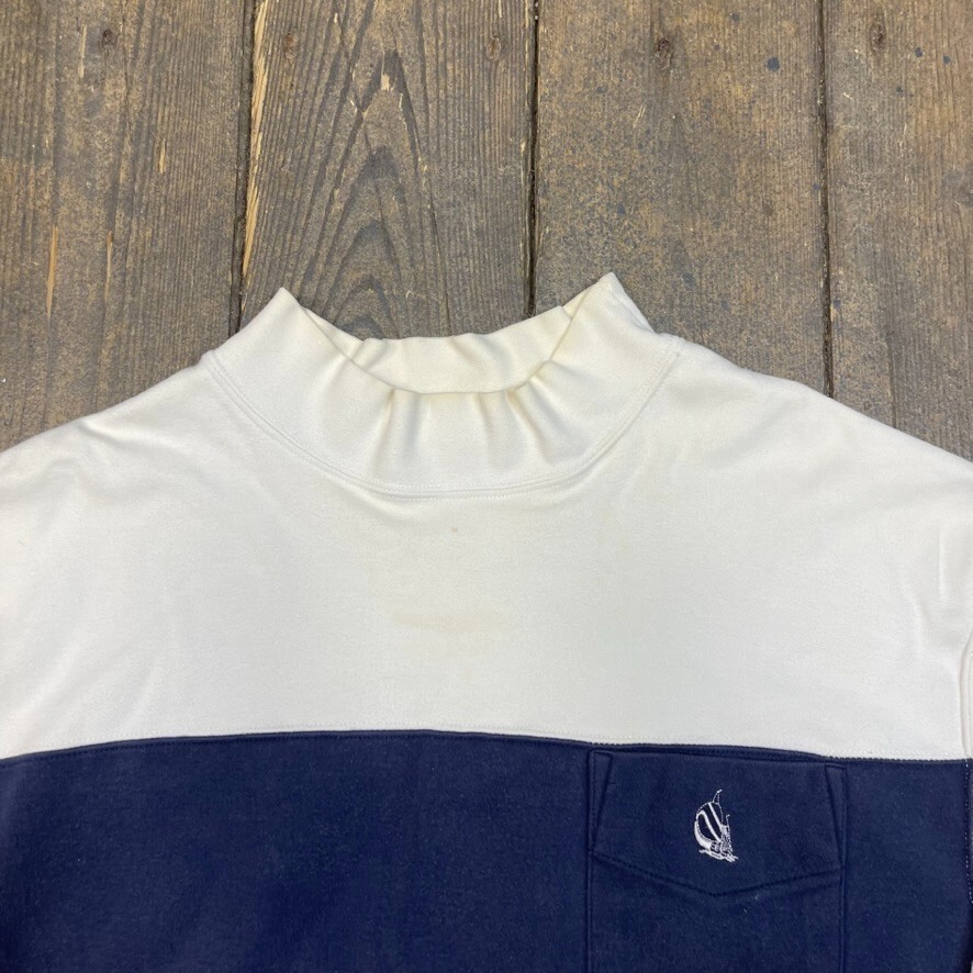 Nautica Sweatshirt Mens Mock Neck Vintage Heavyweight Sailng Jumper White, Large image 7
