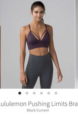 NWT Lululemon Pushing Limits Bra strappy sports bra size 12 black currant
