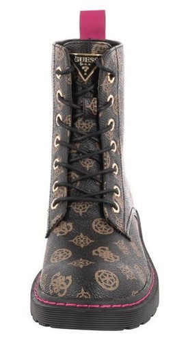 Guess Rambo Brown Pink 4G Logo Leather Womens Combat Boots - Picture 7 of 7