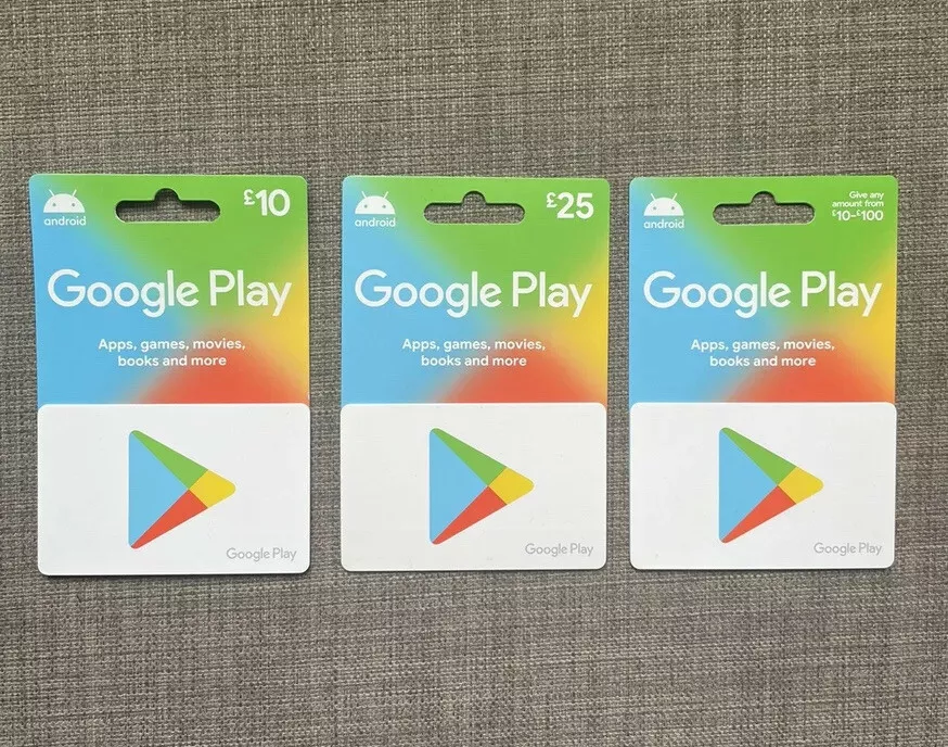 GOOGLE PLAY 3 x GIFT CARD UK Edition Collection Android (NO CREDIT)